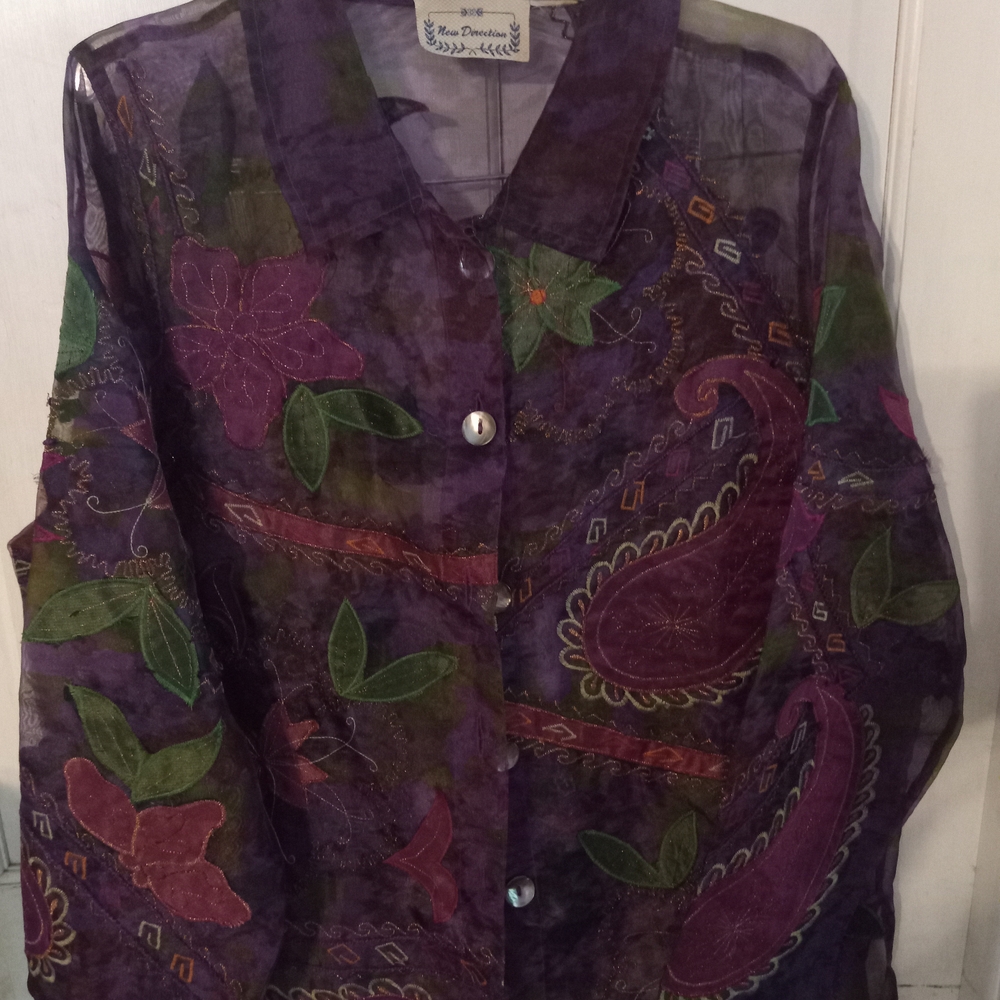 Purple Floral Sheer Top